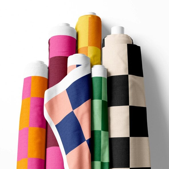 Love Frankie Checkmate Checkerboard Velvet Fabric