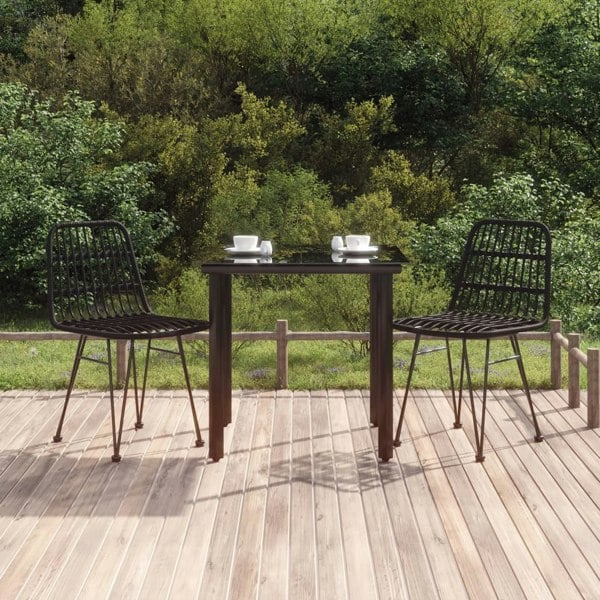 Berkfield 3 Piece Garden Dining Set Black Poly Rattan