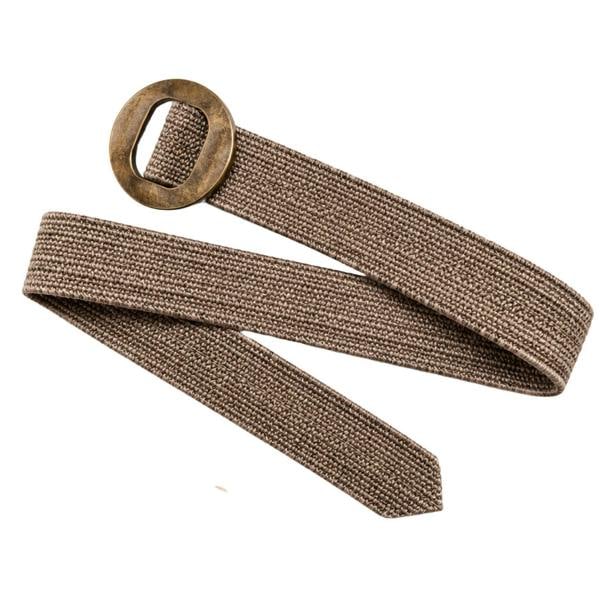 Solis Accessories Chunky Rattan Stretch Belt with Wooden Buckle