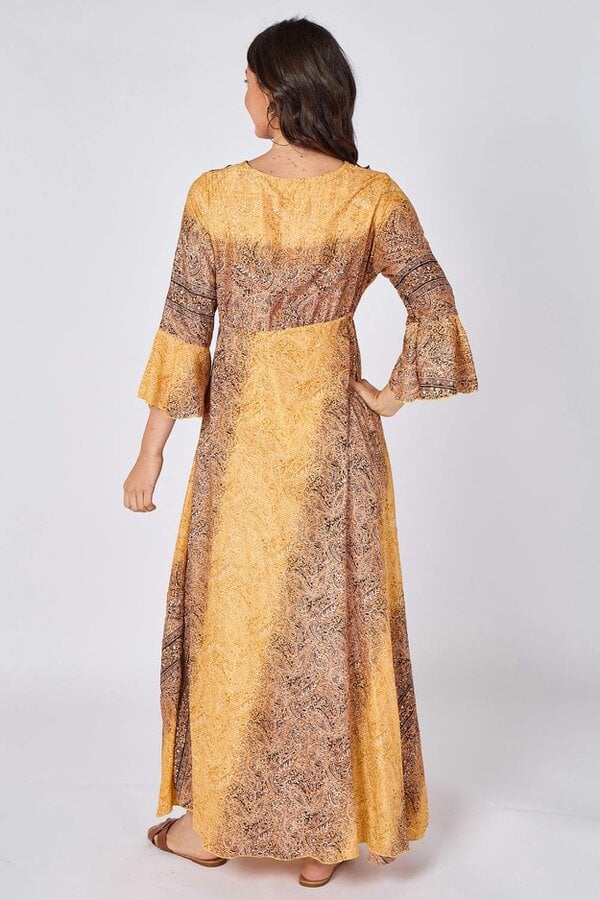 Boho Paisley Maxi Dress – Adjustable Tie Waist