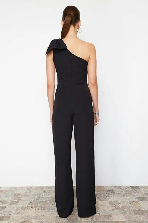 WOVCOR Bow Detailed One-Sleeve Woven Jumpsuit
