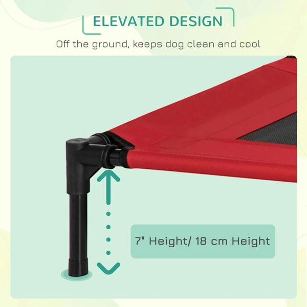 Elevated dog bed keeps dog off ground; 18 cm height