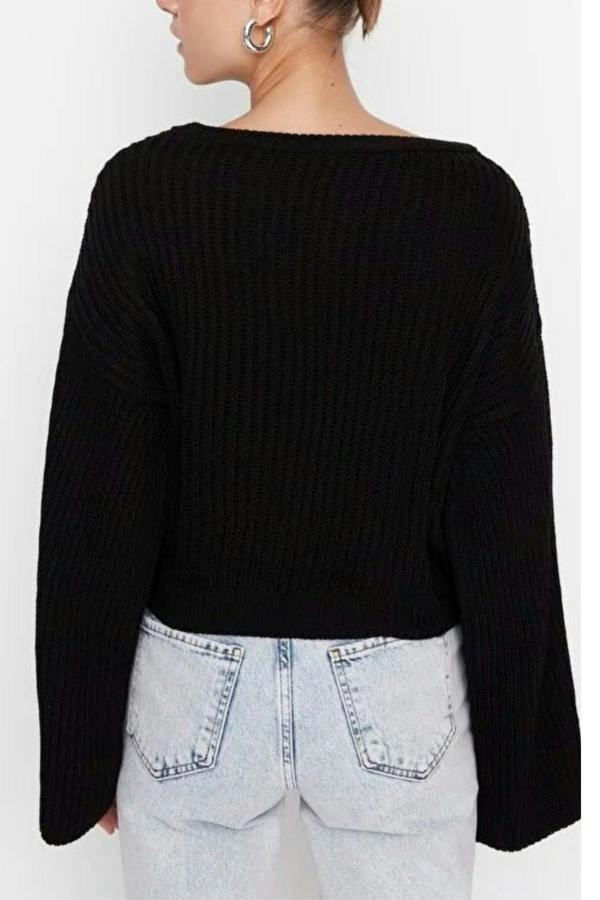 WOVCOR Crop Knit Sweater with Spanish Sleeve