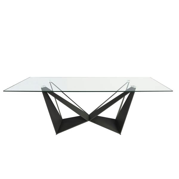 Angel Cerdá Rectangular tempered glass and black steel dining table 1128
