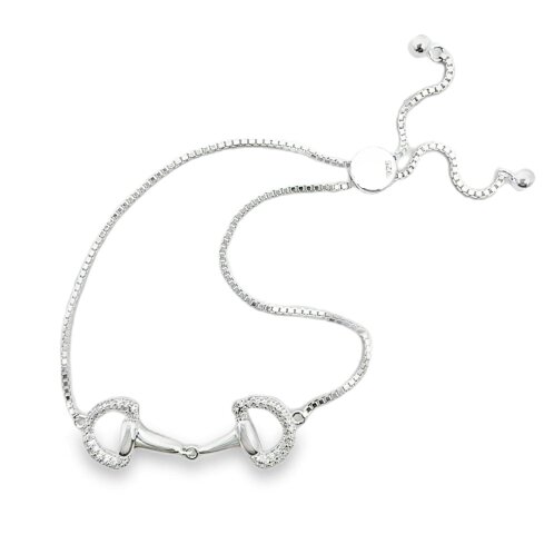 Reeves & Reeves Sterling Silver Sparkling Snaffle Slider Bracelet