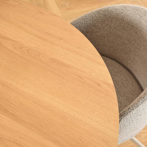 Wyld Haus Hamburg 120cm Round Oak Veneer Dining Table Pillar Steel Base