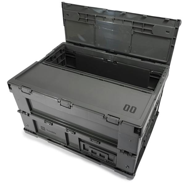 Goode Leisure Stackable Folding Storage Box with Lid & Side Access Dark Grey 41cm