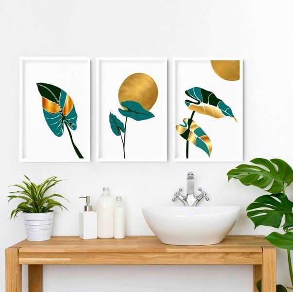 Bathroom decor uk | set of 3 Eclectic Framed wall art