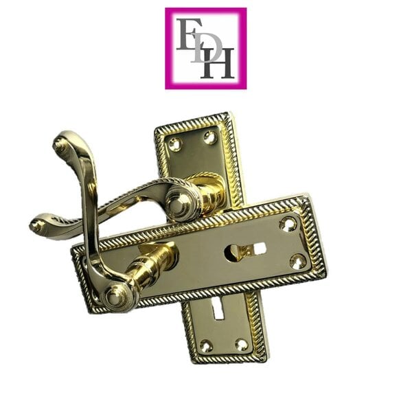 EDH Door Hardware Georgian Style Scroll Brass Finish Door Handles – Internal Door Handles