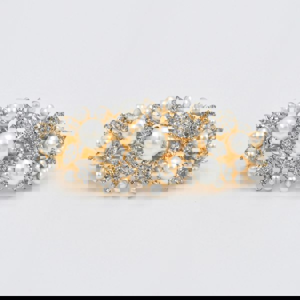 pearl hair clip diamante gold