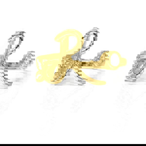 Say It With Adjustable Winged Initial Ring - Yellow Gold Plated