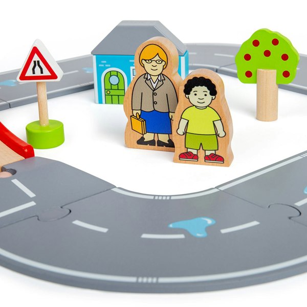 Bigjigs Rail Wooden Figure Of Eight Roadway Set - 36 Pieces