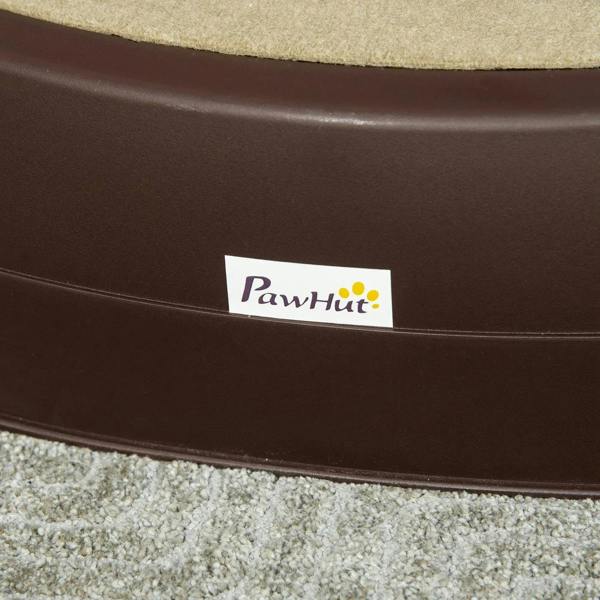 PawHut logo on brown 3-step dog stairs base with beige non-slip tread