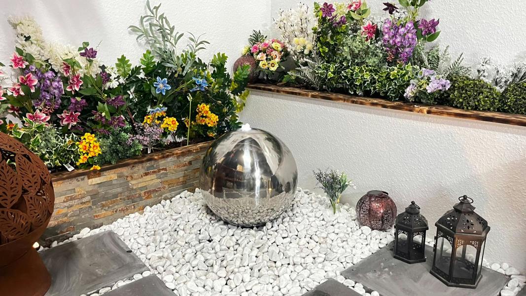 Tranquillity Water Features 40cm Stainless Steel Sphere Modern Metal Water Feature