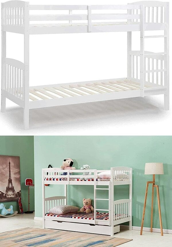 Kosy Koala Bunkbed Kids white 3ft twin wooden bunk bed with 2 mattresses childrens bedroom furniture
