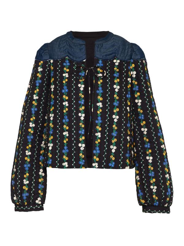 Rose & Nancy Kiri Black Floral Printed Scalloped Jacket