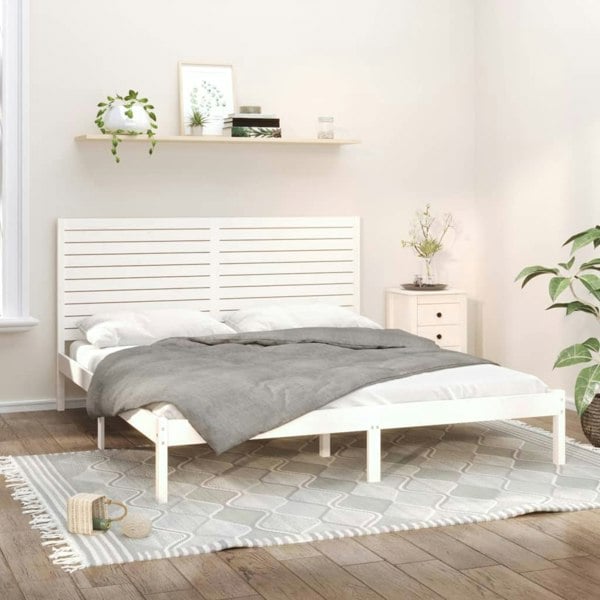 Berkfield Bed Frame White Solid Wood 180x200 cm Super King Size
