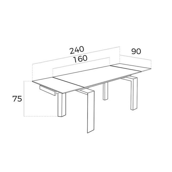 Angel Cerdá Rectangular tempered glass and walnut extending dining table 1007