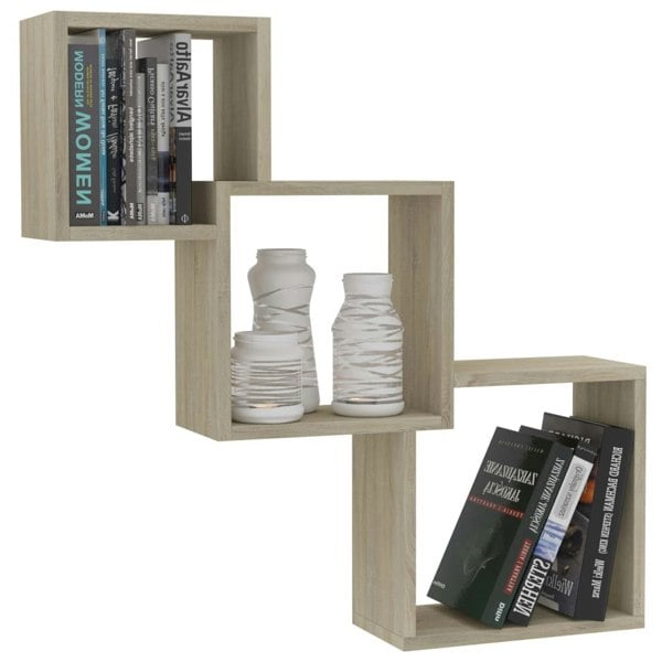 Berkfield Cube Wall Shelf Sonoma Oak 68x15x68 cm Engineered Wood