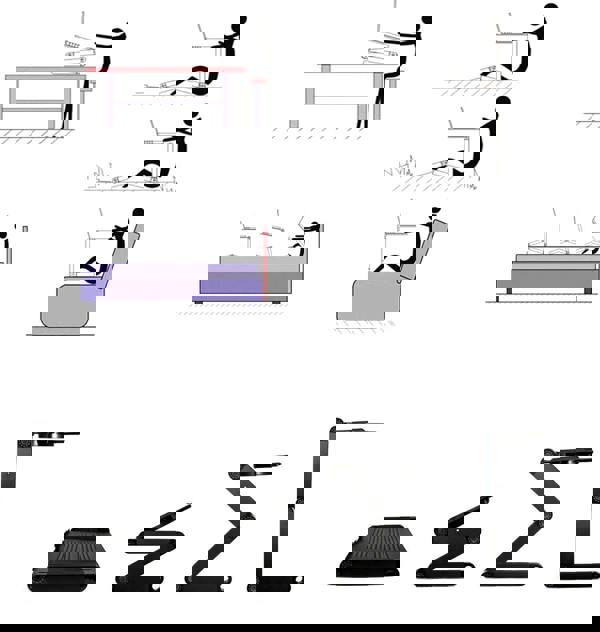 Accuratus Integer Desk - Multi Angle Height Adjustable Desk with Integrated Cooling Fans - Laptop Stand