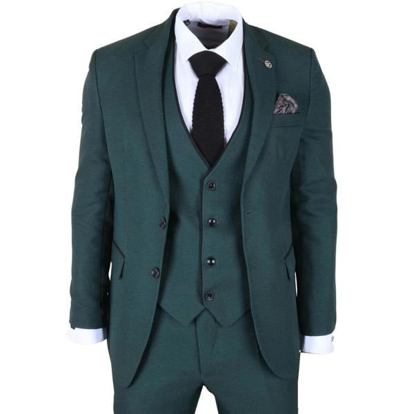 TruClothing IM46 - Men's 3 Piece Green Tailored Fit Suit