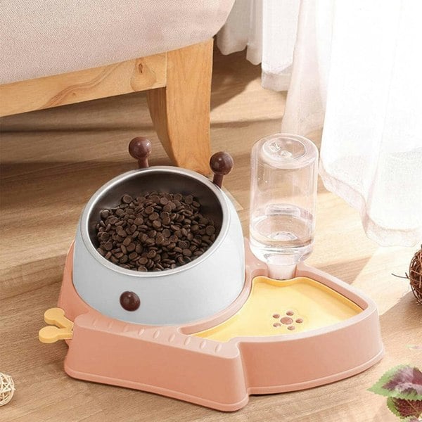 Pet Feeder and Water Dispenser Set with Slow Feeder Living and Home