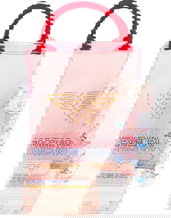 DC Comics Womens Pink Logo & Icon Print Lunch Bag Bottle and Snack Pot (One Size)