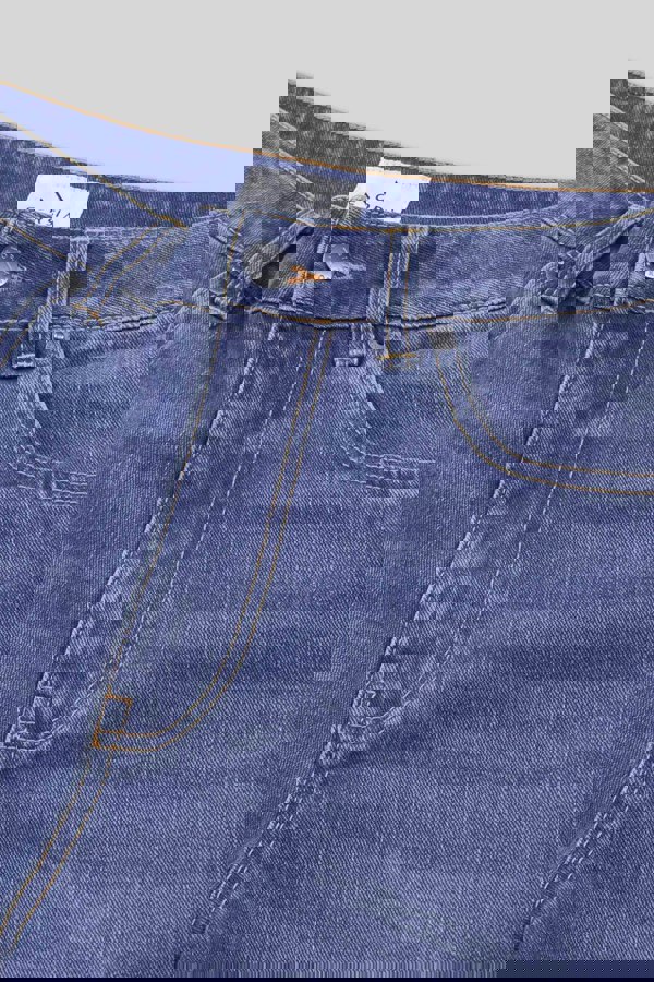 ENORSIA Womens Blue Mom Fit Raw Edge Jeans