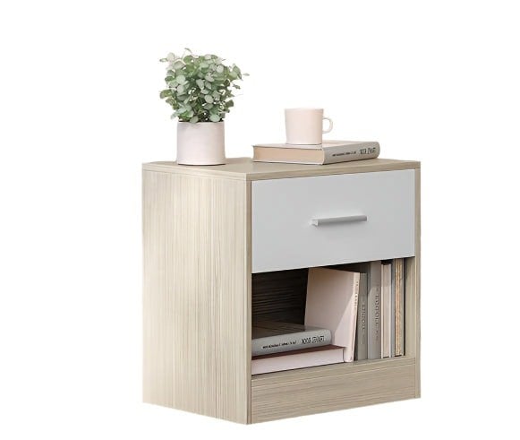 Modcraft Set of 2 Bedside Tables with Drawers and Shelf –  Nightstands for Bedroom or Living Room