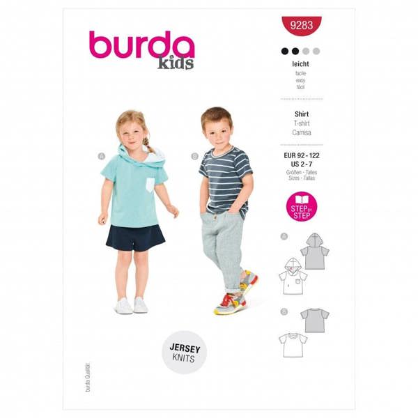 Burda Sewing Pattern 9283 Tops For Kids, 92 to 122 - Easy