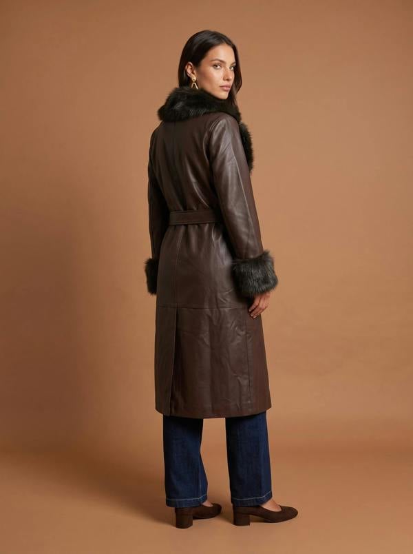 Urban Bliss Fur Cuff Pu Jacket Chocolate