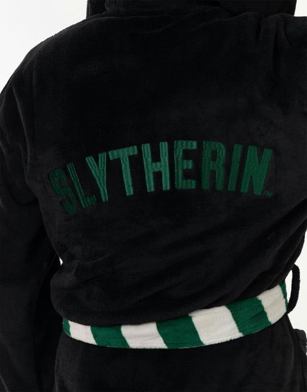 Harry Potter Unisex Black Slytherin Hooded Bathrobe