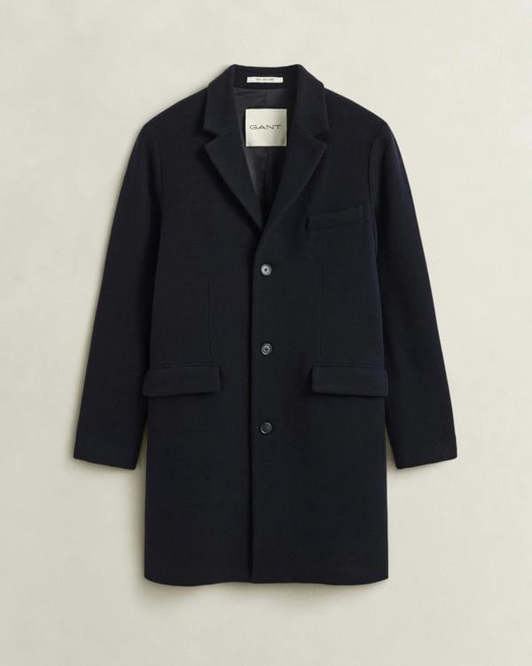 GANT Mens Classic Wool Coat - 433 Evening Blue | CHO | Designer Mens Wool Coats