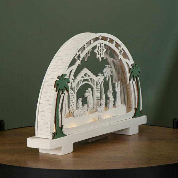 Samuel Alexander 20cm Battery Operated Warm White LED Wooden Arch Nativity Scene Christmas Decoration