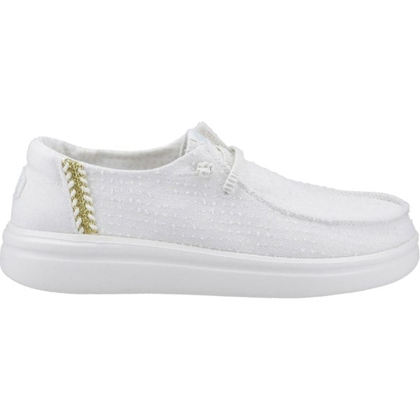 HEYDUDE Wendy Rise Perf Canvas Polyester Blend Women's White Moccasins Shoes