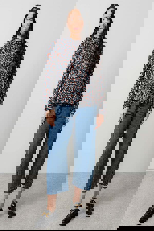 Lily & Me Eastcombe High Neck Floral Print Top Red