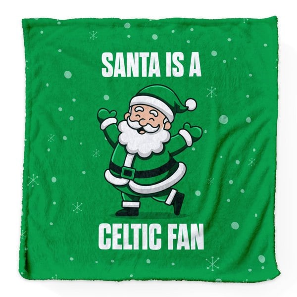 BritishmadeGifts Santa is a Celtic Football Fan - Luxury Fleece Blanket 150cm X 150cm