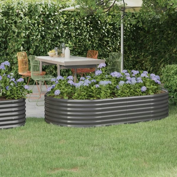 Berkfield Garden Raised Bed Powder-coated Steel 175x100x36 cm Grey