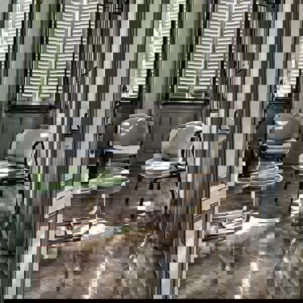 Cane Rattan Armchair, Grey Linen-Weilai Concept-Weilai Concept