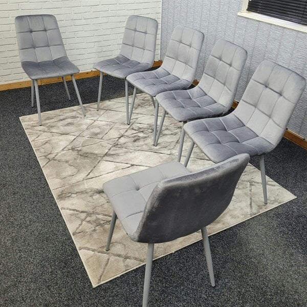Kosy Koala Dining Chairs Set of 6 Grey Velvet Kitchen Chairs