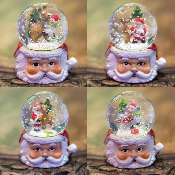 7cm Christmas Mini Snow Globe with Santa Scene and Resin Base Festive Table Decoration image 5
