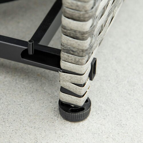 Wyld Haus Rata Faux Rattan Grey Square Gas Fire Pit Table With Rain Cover Mesh Lid And Lava Stones