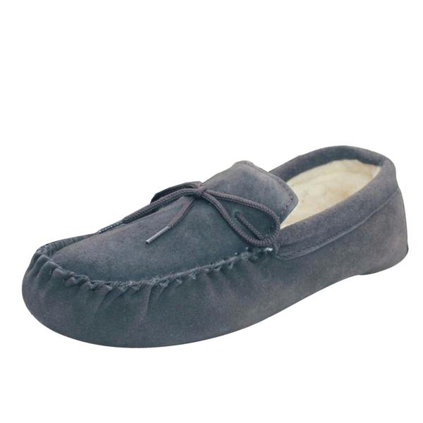 Eastern Counties Leather Unisex Wool-blend Soft Sole Moccasins - Navy - 