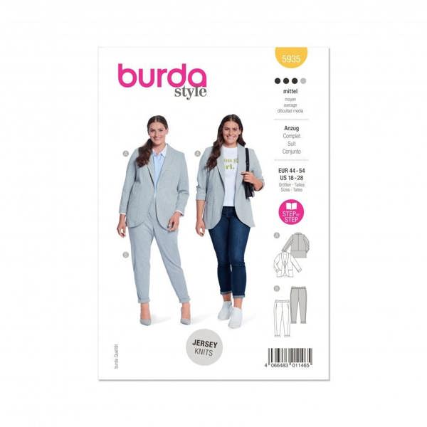 Burda Sewing Pattern 5935 Suits, Jackets and Trousers For Women, 18-28 (44-54) - Intermediate