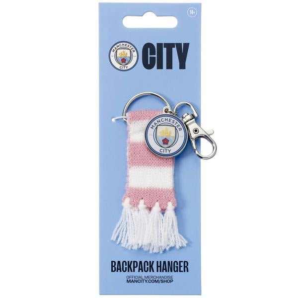 The Carat Shop Manchester City Football Club Pink Scarf and Logo Charm Backpack Hanger