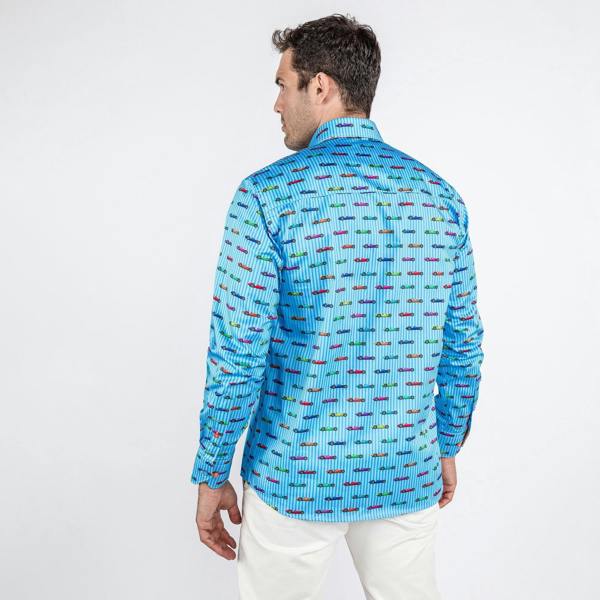 GRAND PRIX STRIPES PRINT SHIRT - Premium Men's Patterned Shirt by Claudio Lugli | Bold Design, Tailored Fit, Best Printed Shirts