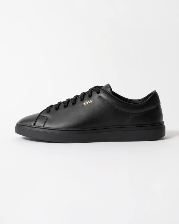 side view of BOSS Orange Kieran_Tenn_butb Mens Trainers in Black 005