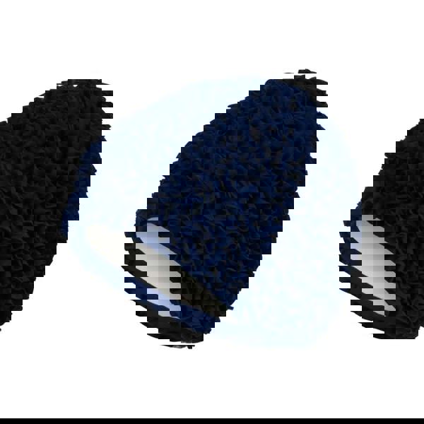 Navy blue ruffled Fashy Frill fabric swim cap with white lining