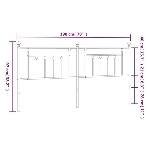 Berkfield Metal Headboard White 193 cm