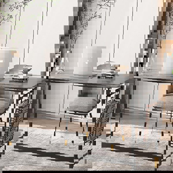 Bleeker Office Desk, Sintered Stone in a lifestyle setting with luxury office desk